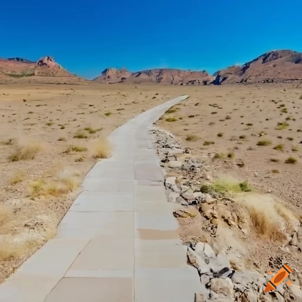 Marble path through a desert landscape on Craiyon