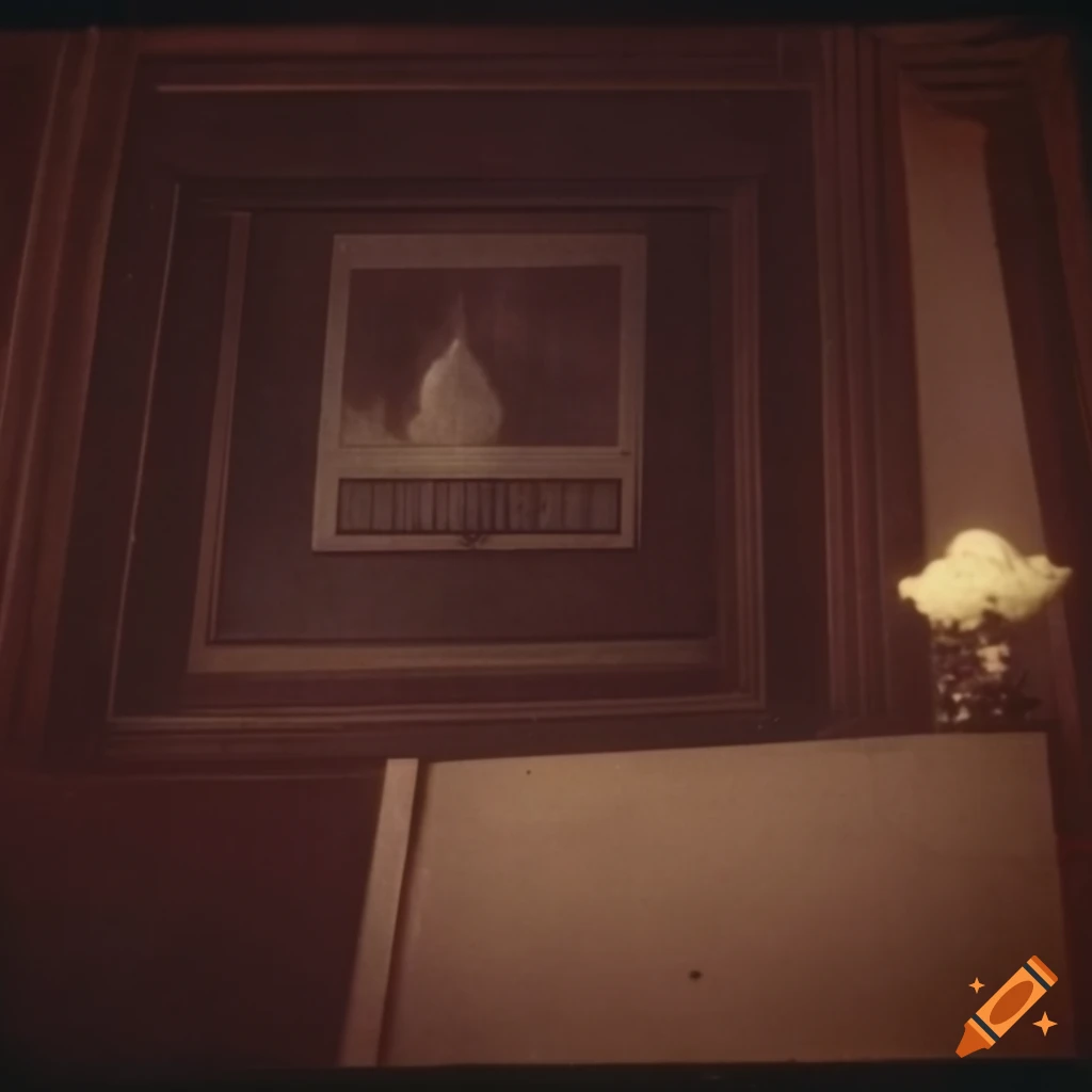 Old film of dark room with pots of flowers, taken in 1970s polaroid ...