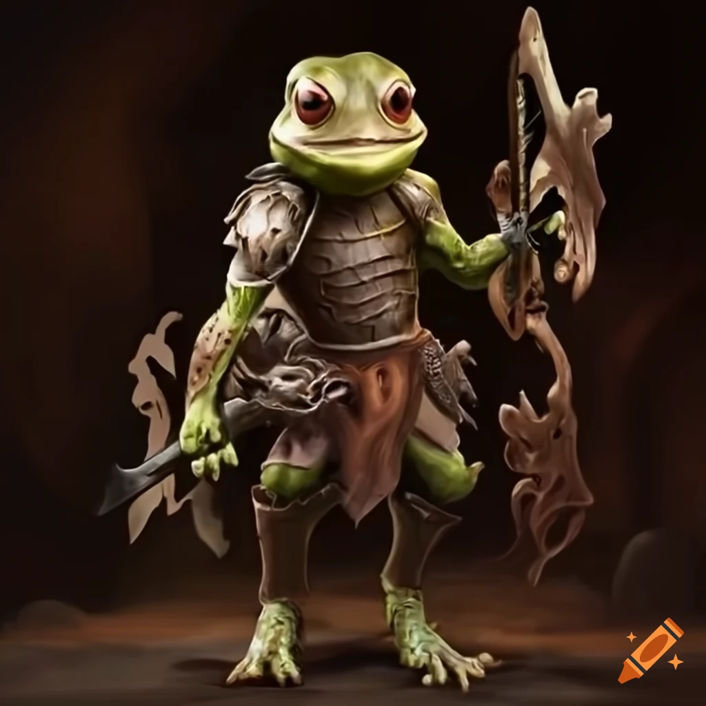 Warrior frog in armor and weapon