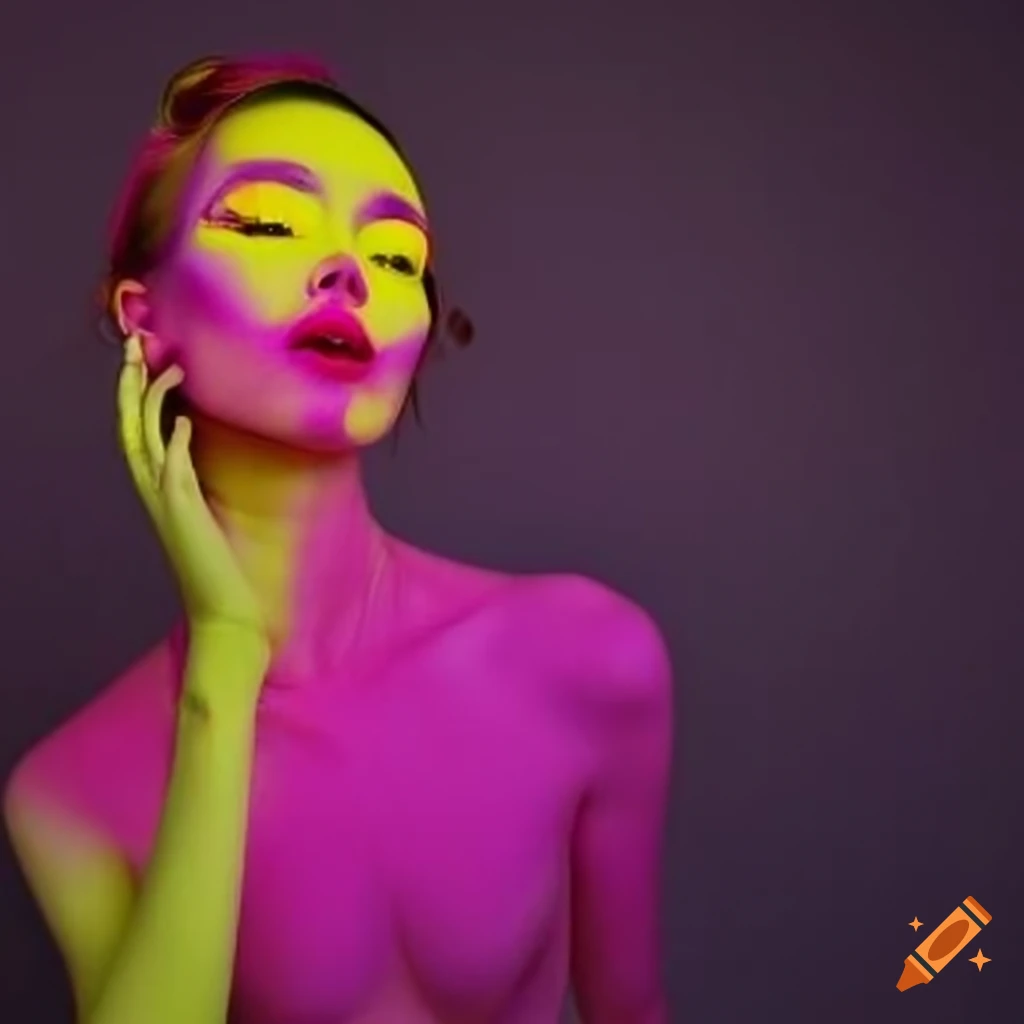 Neon pink and yellow makeup on Craiyon