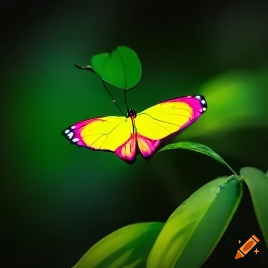 Neon pink and yellow butterfly makeup
