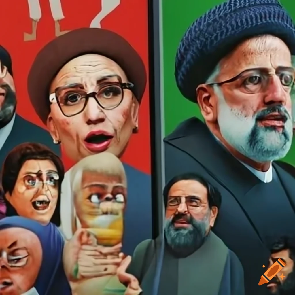 Satirical movie poster for 'ebrahim raisi' with humorous characters on Craiyon