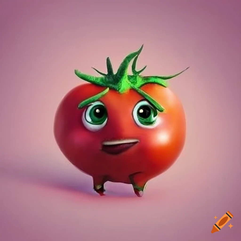 Sentient Tomato Shy and sensible tomato character on Craiyon