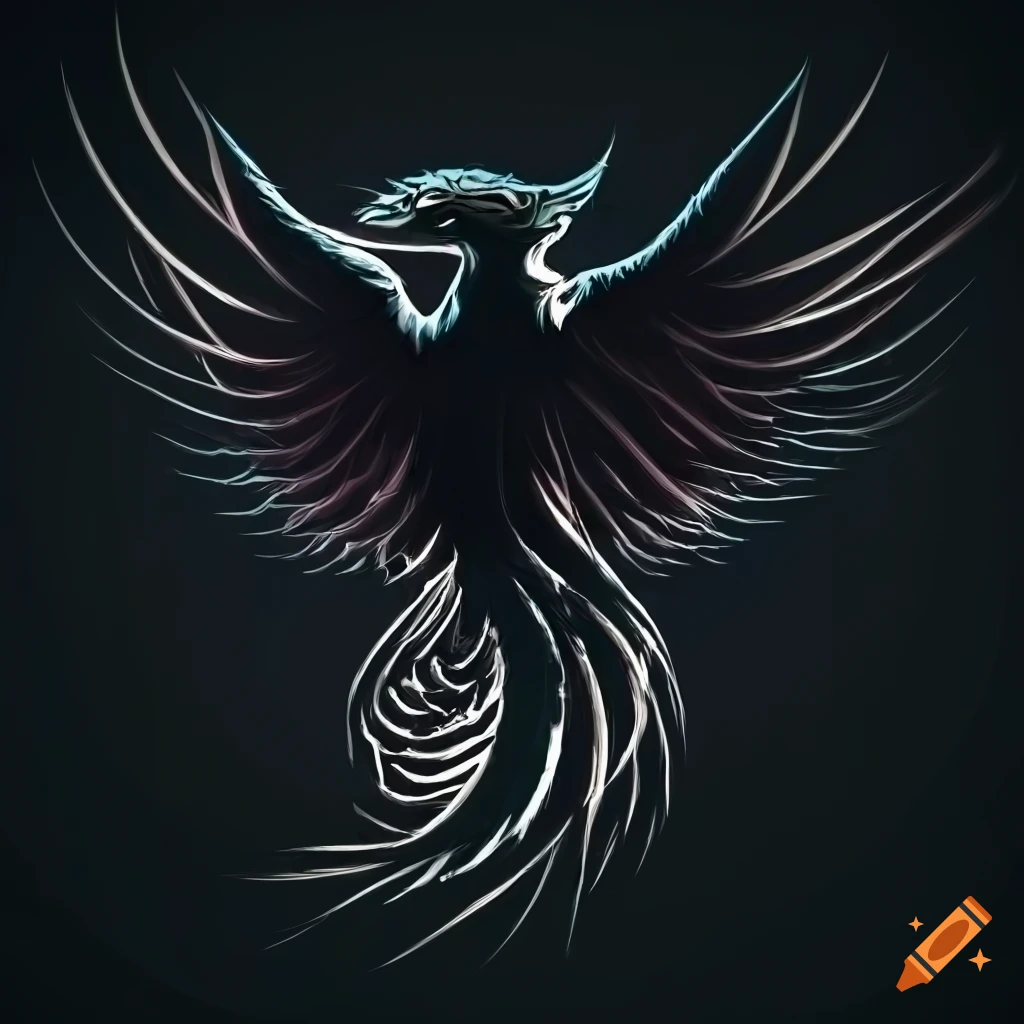 White and black phoenix logo on Craiyon
