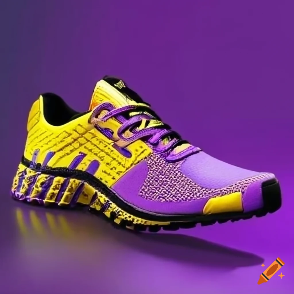 Black Tennis Shoes With Purple And Golden Yellow Accents On Craiyon
