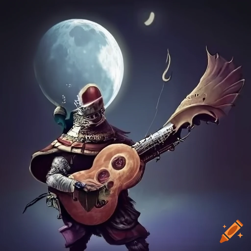 Creative artwork of a mysterious monster moon military troubadour