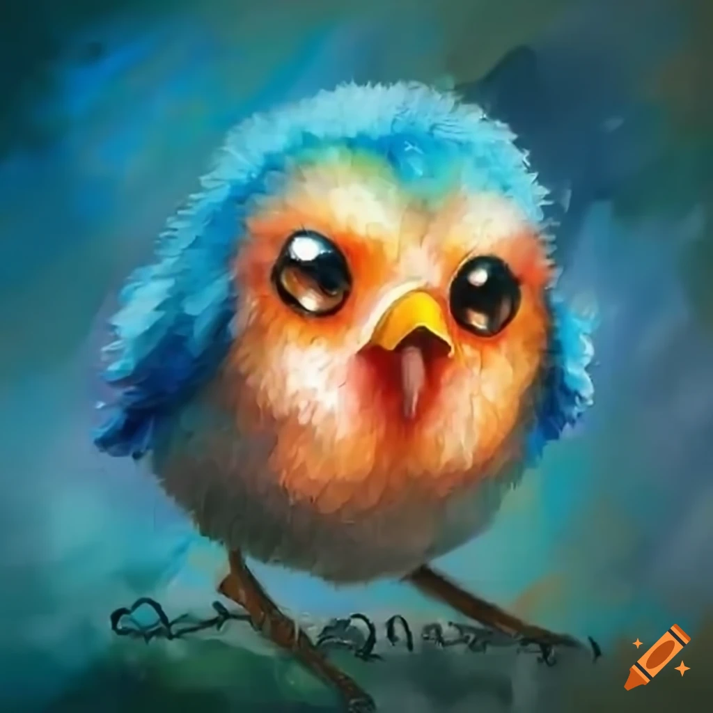 Surprised cute chibi bird emote