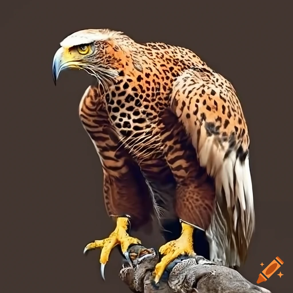 Impressive muscular eagle with leopard spots and tiger stripes
