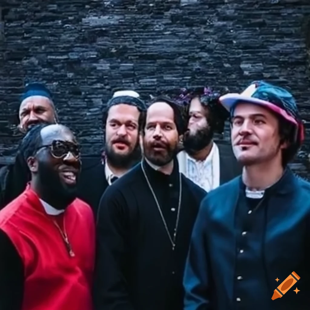 Pope Furious and the Bishops of Funk performing with cosmic, psychedelic music vibes