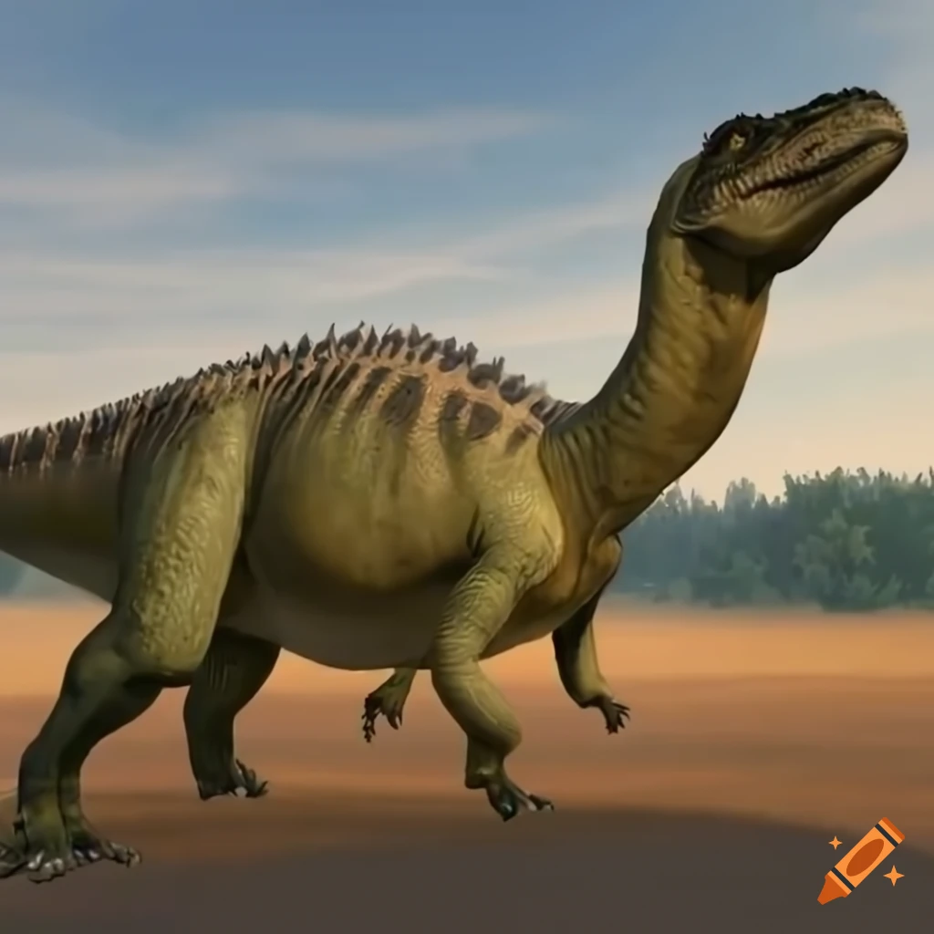 Allosaurus fighting a Stegosaurus in warm morning light