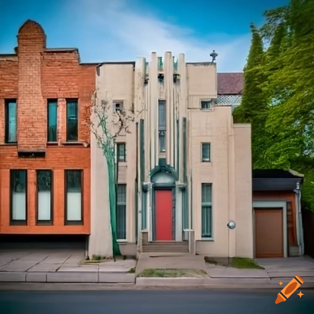 Canadian art deco house exterior on Craiyon