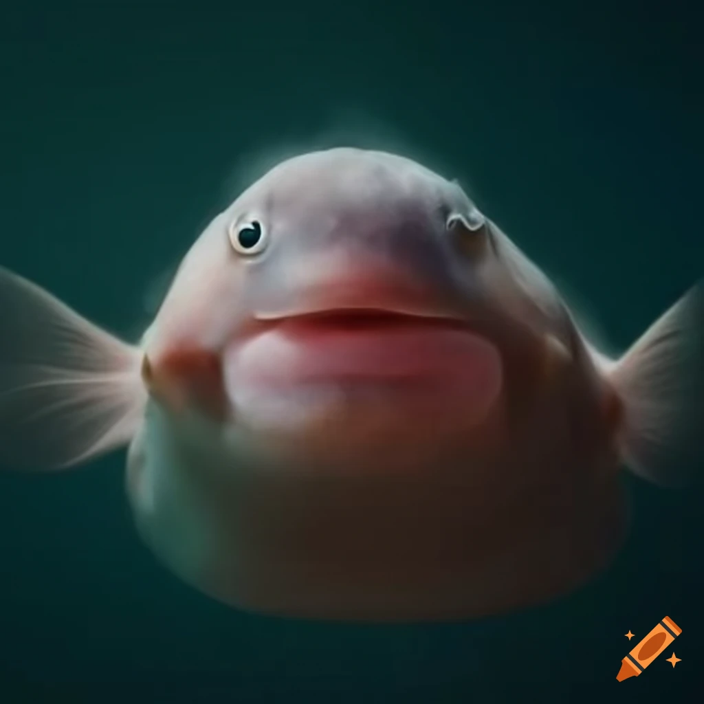 Illustration of a cute blobfish and child hybrid creature