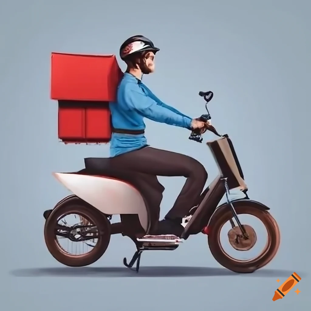 Takeout delivery man riding an ebike
