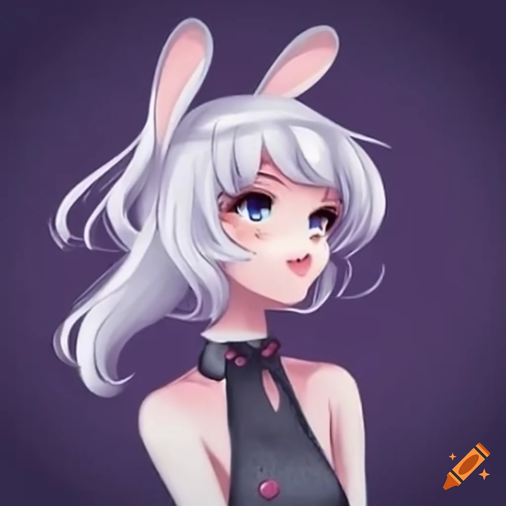 White and black bunny with sharp claws and teeth on Craiyon