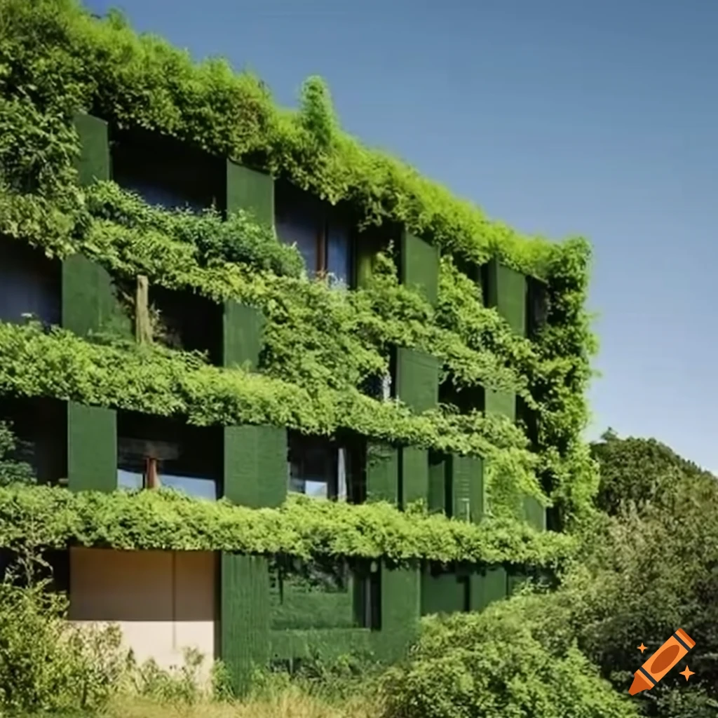 Eco-friendly home with green walls and Southern European architecture