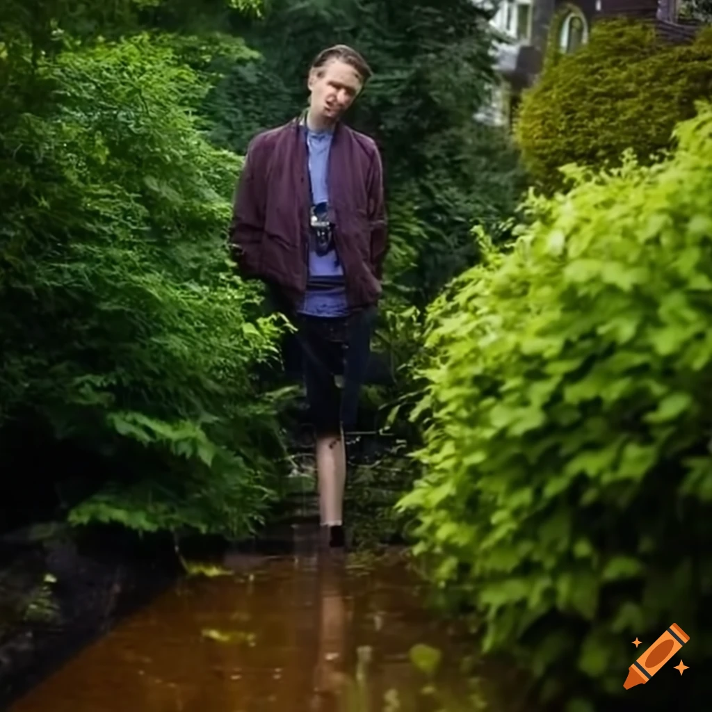 Matthew Barker's sustainable urban drainage system in Sheffield during rain storm
