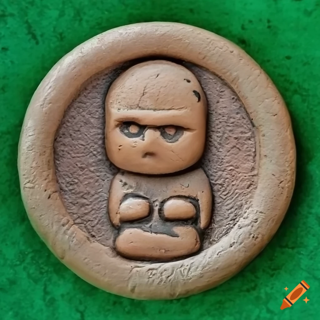 Medieval style clay monkshaped board game token on green background on
