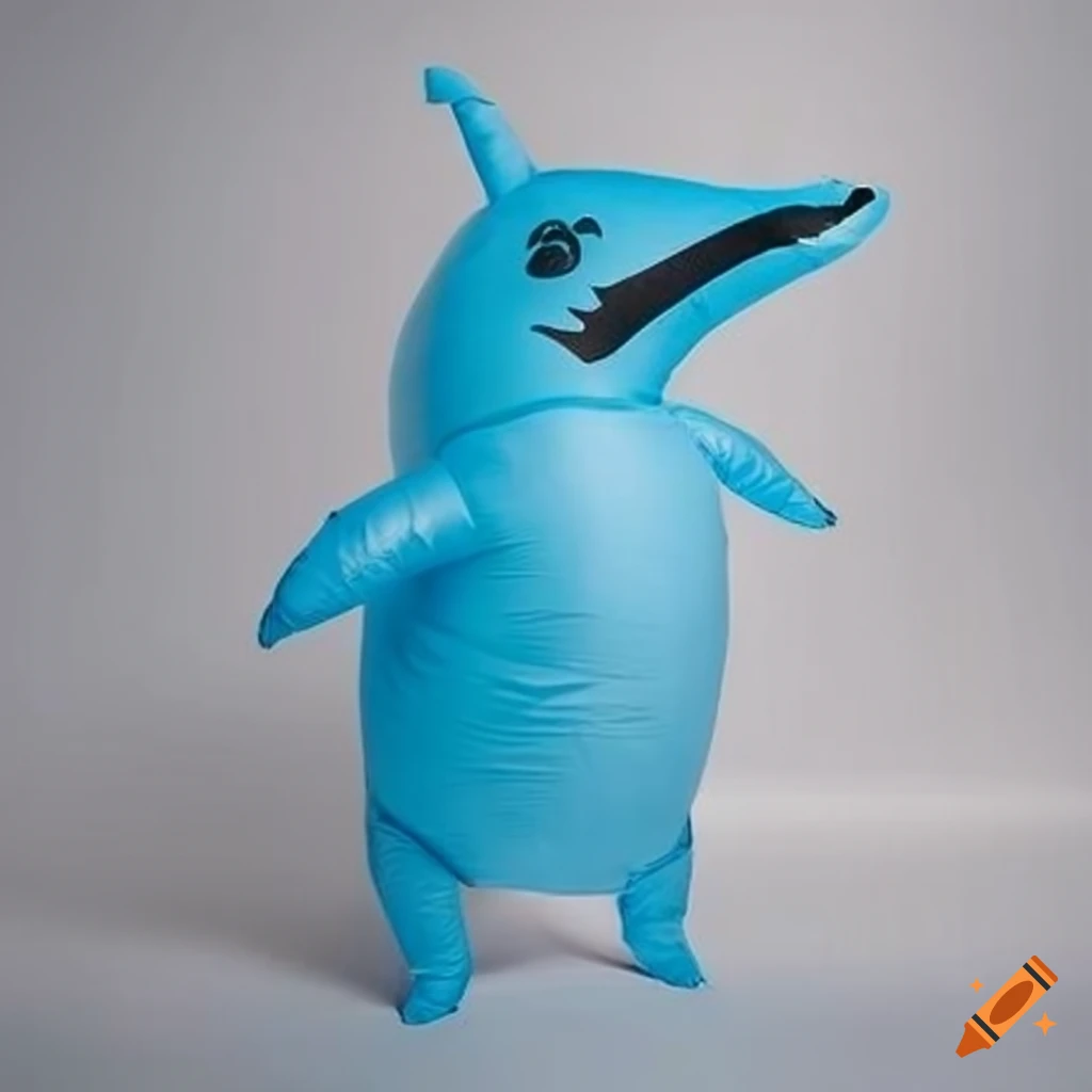 Light blue inflatable dolphin costume on Craiyon