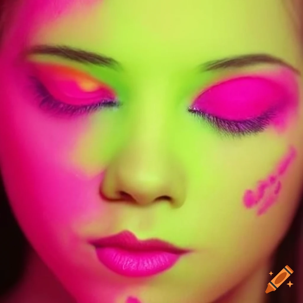 Neon pink and yellow makeup on Craiyon