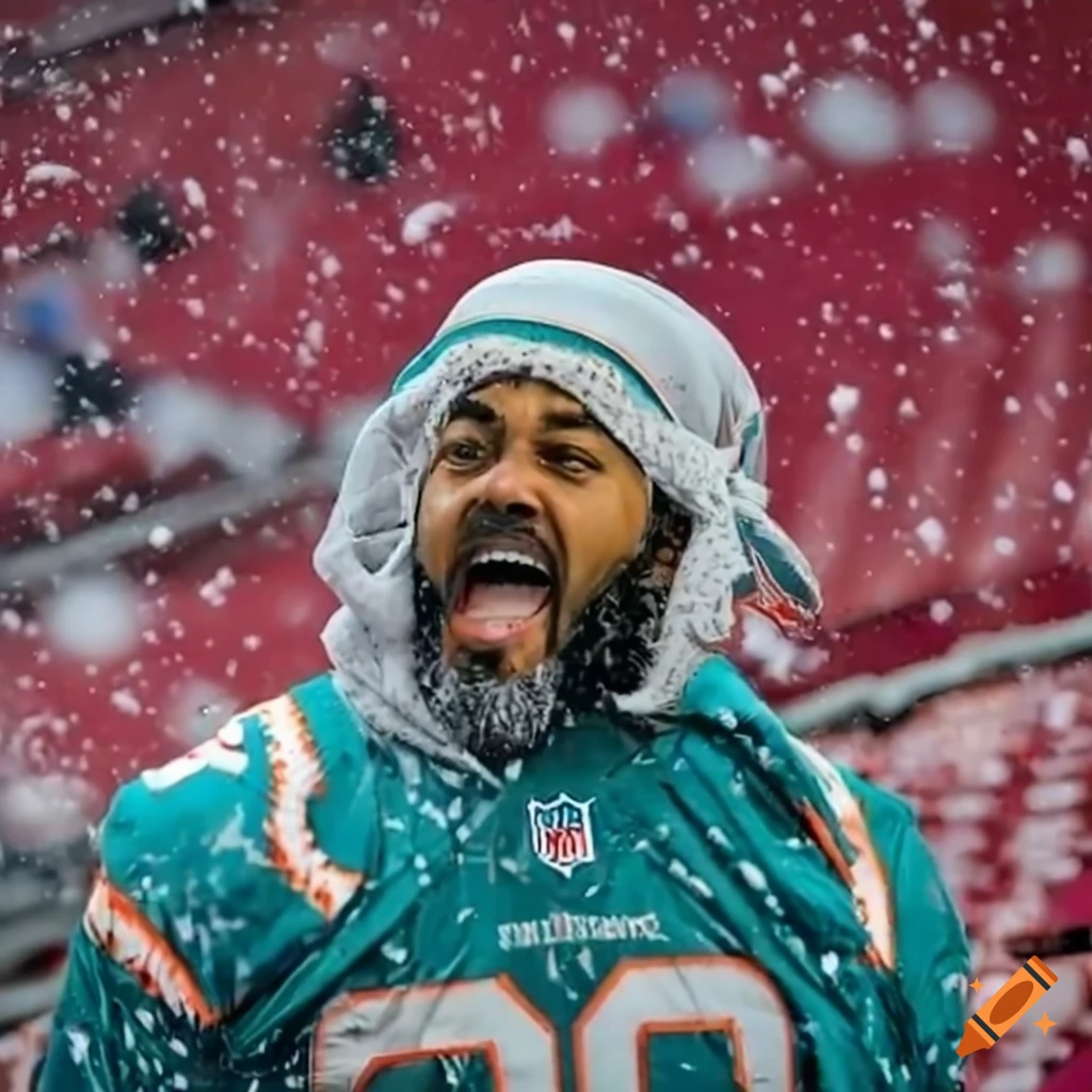 Muslim Man In Miami Dolphins Jersey Enjoying Game At Arrowhead Stadium 