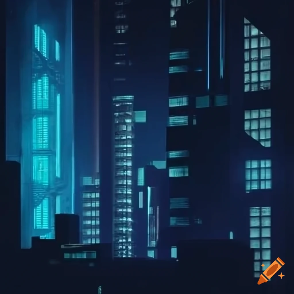 Futuristic cityscape with towering skyscrapers and industrial vibe on ...