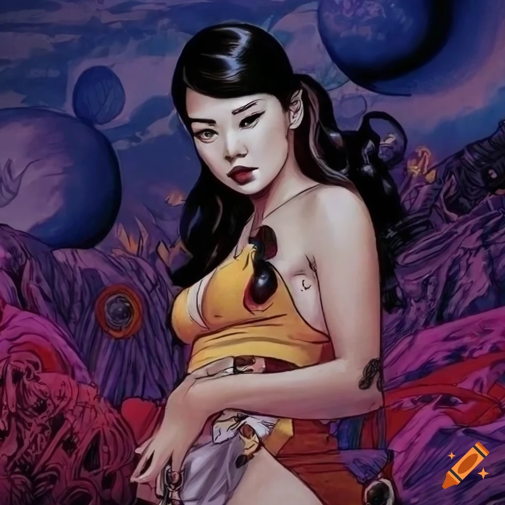 Stunning Asian pinup inspired graphic novel illustration