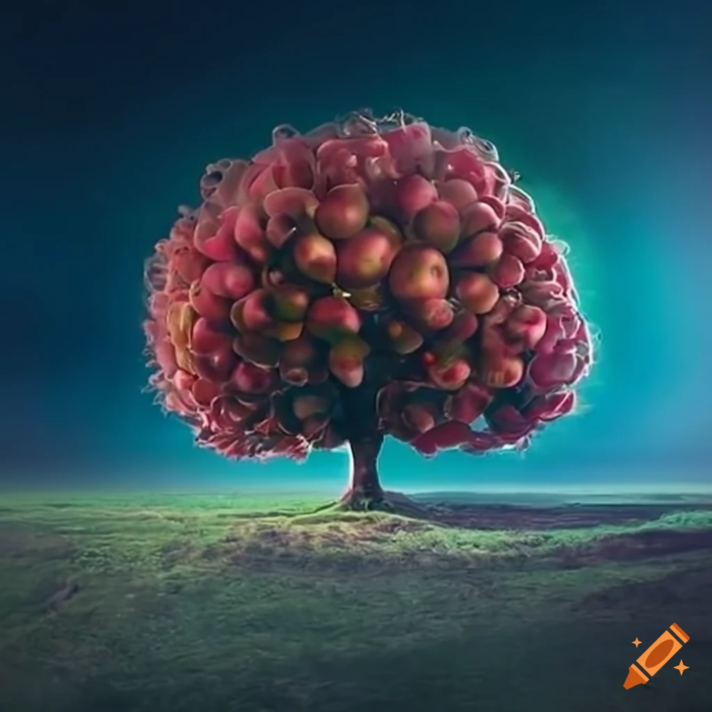 Apple tree floating in space on Craiyon