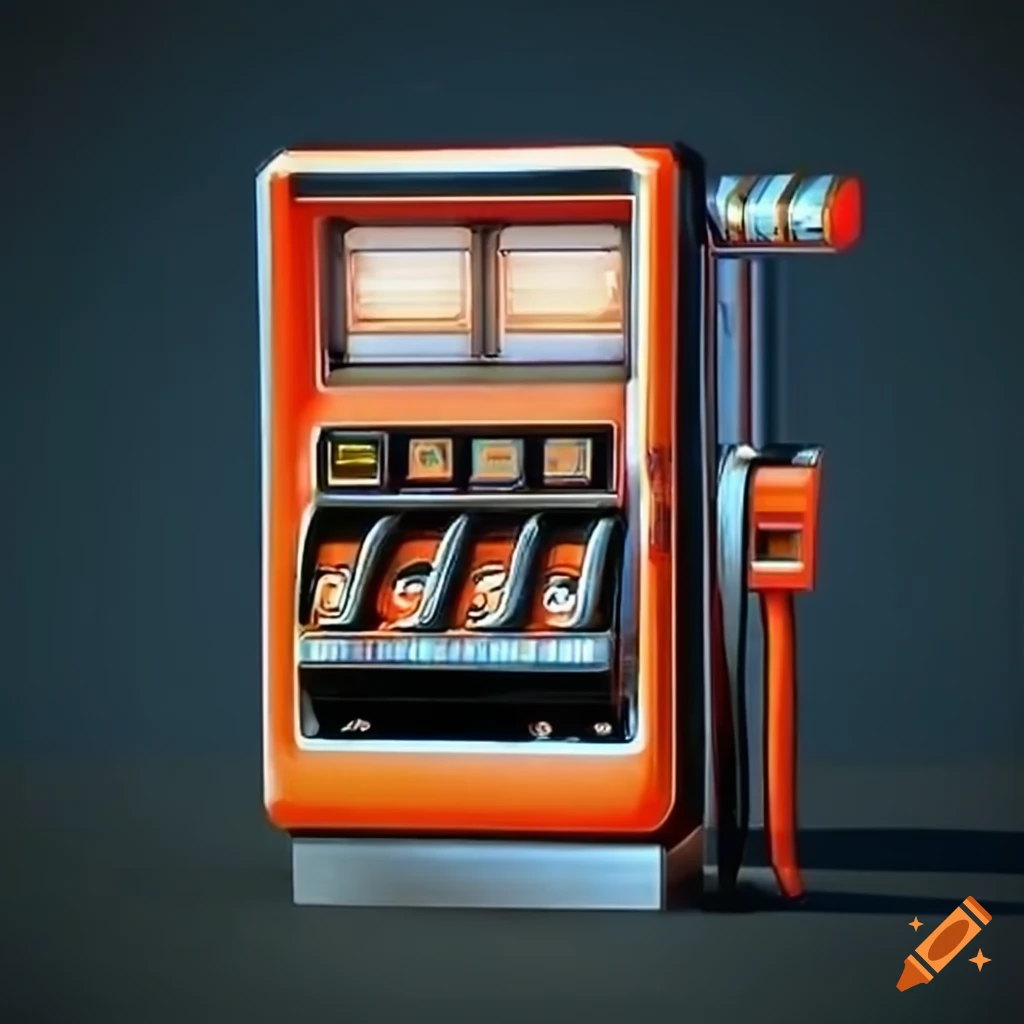 Gas station connected to a slot machine in a modern setting with black