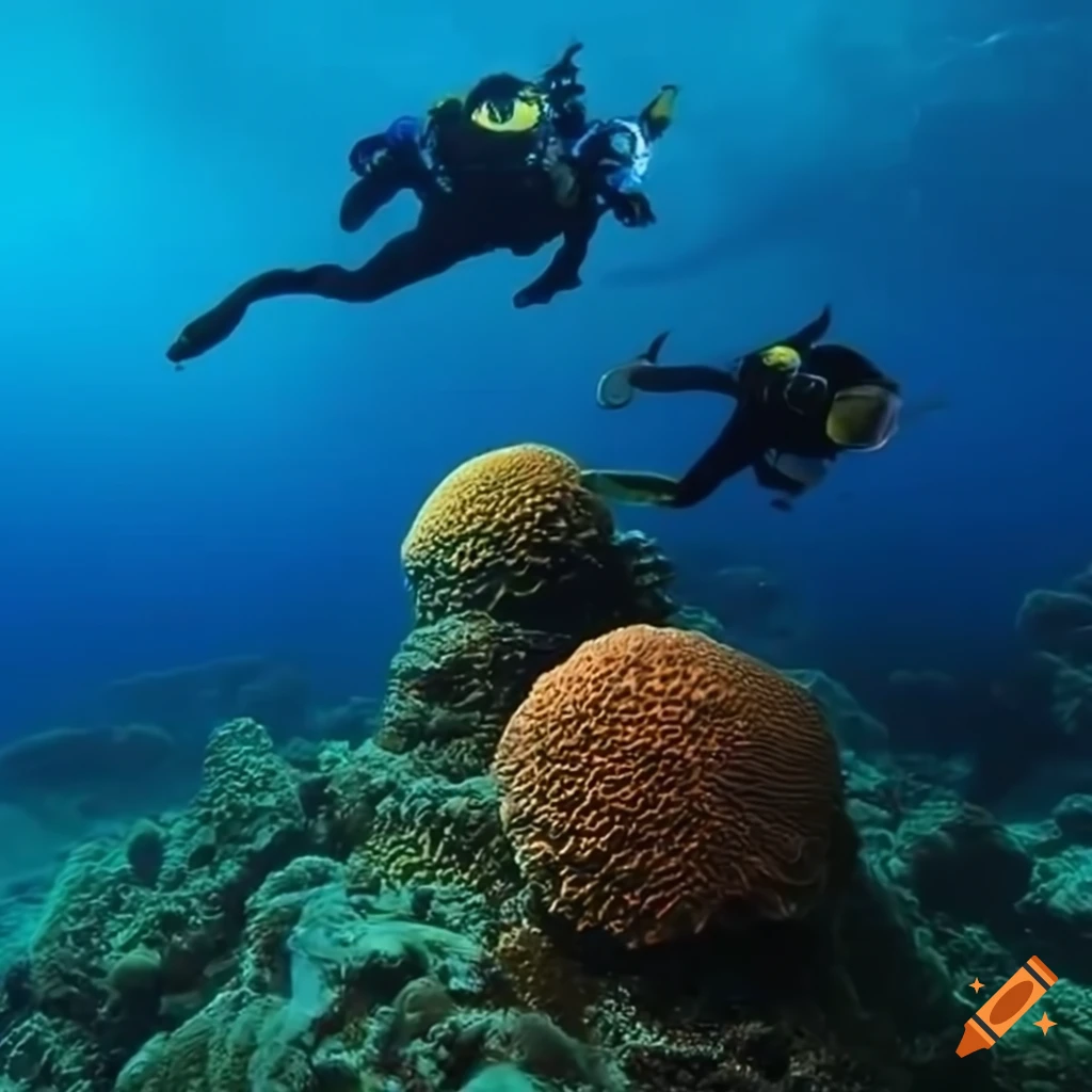 Two divers exploring the red sea