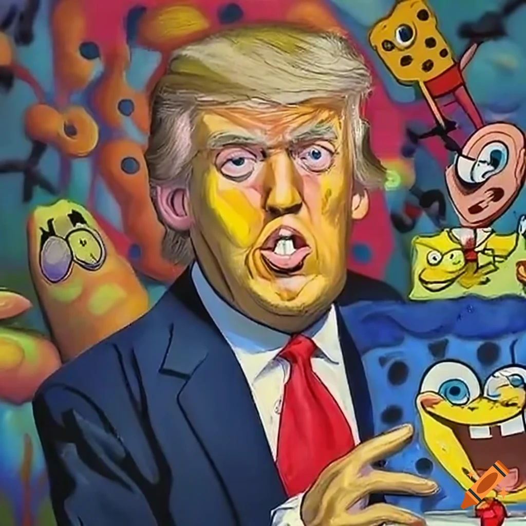 Satirical portrayal of donald trump as spongebob squarepants on craiyon