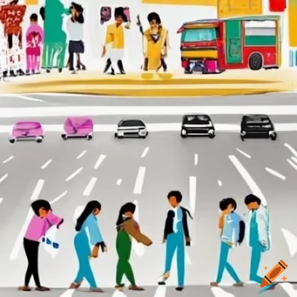 Pedestrian crossing road rules poster in india on Craiyon