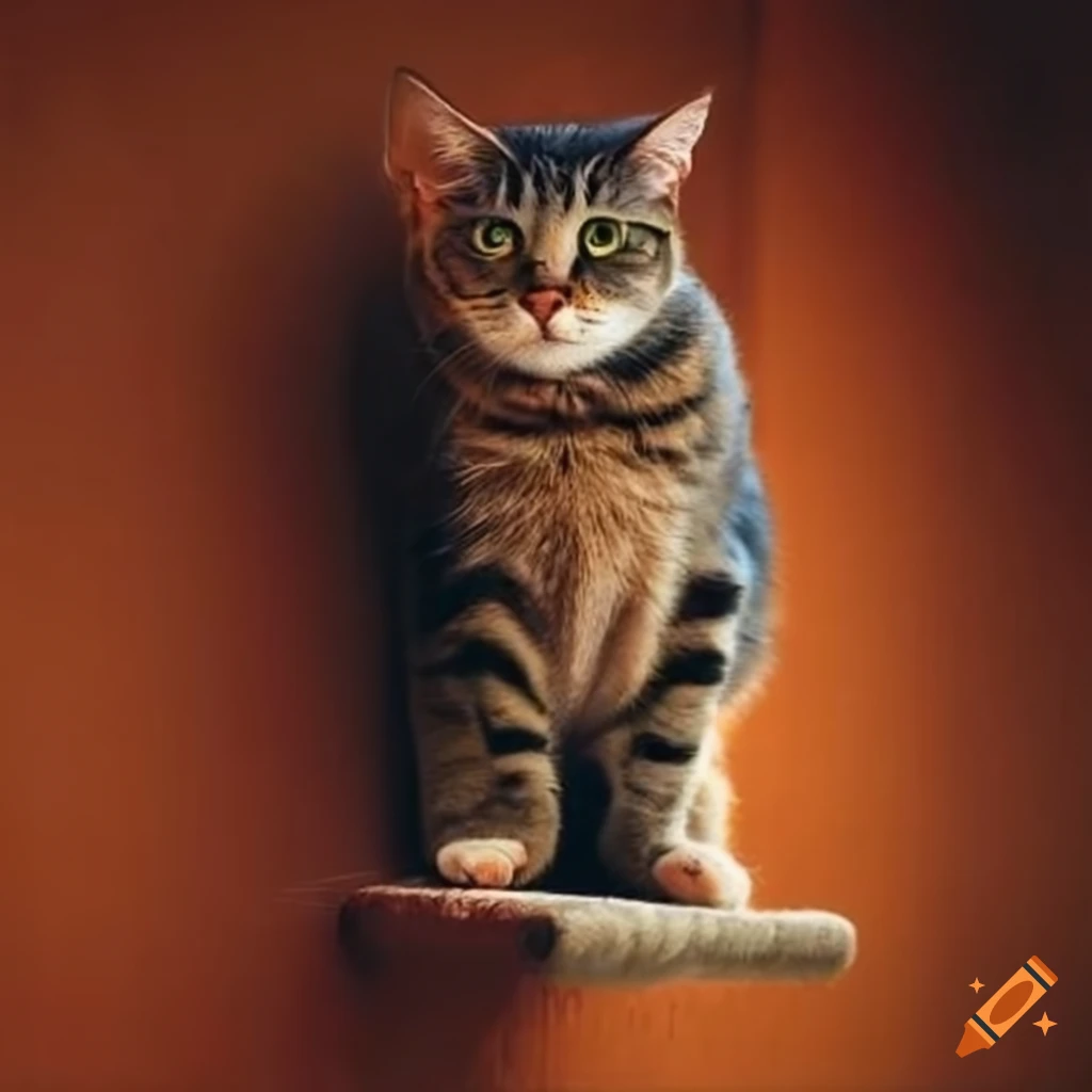 Cat sitting on the wall on Craiyon