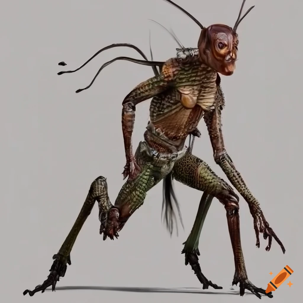 Full body illustration of locust man on Craiyon