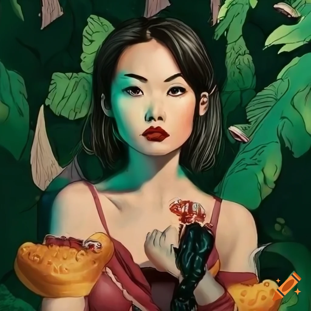 Stunning Asian pinup inspired graphic novel illustration from Noir graphic novel
