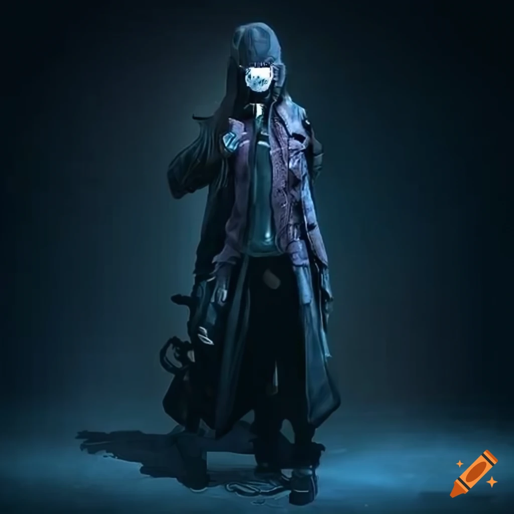 Cyberpunk hacker in full body shot