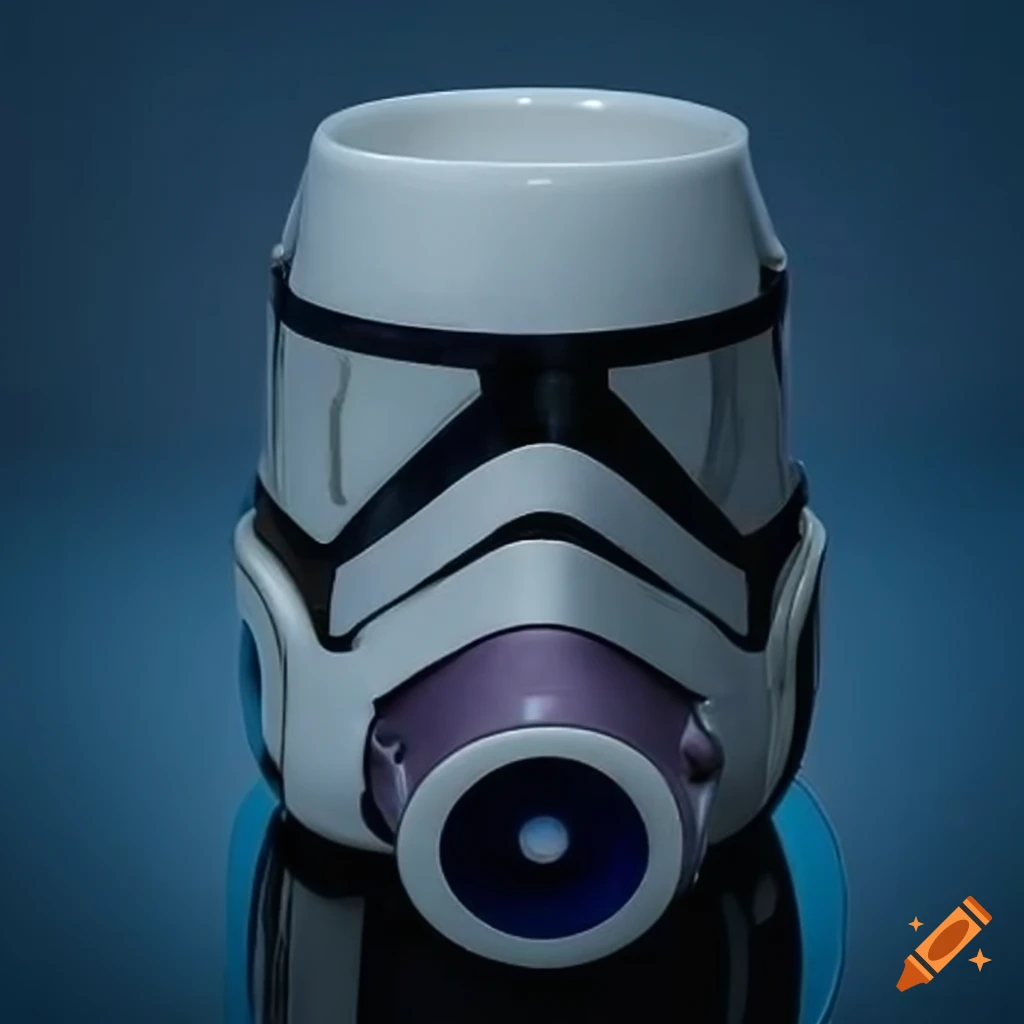 Sleek and detailed Star Wars inspired mug on blue screen