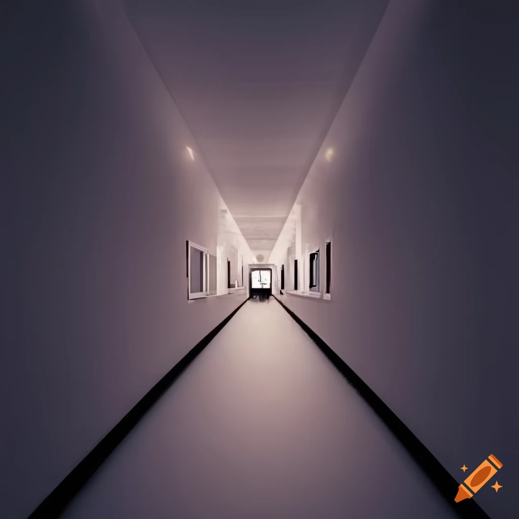 Long hallway with optical distortion
