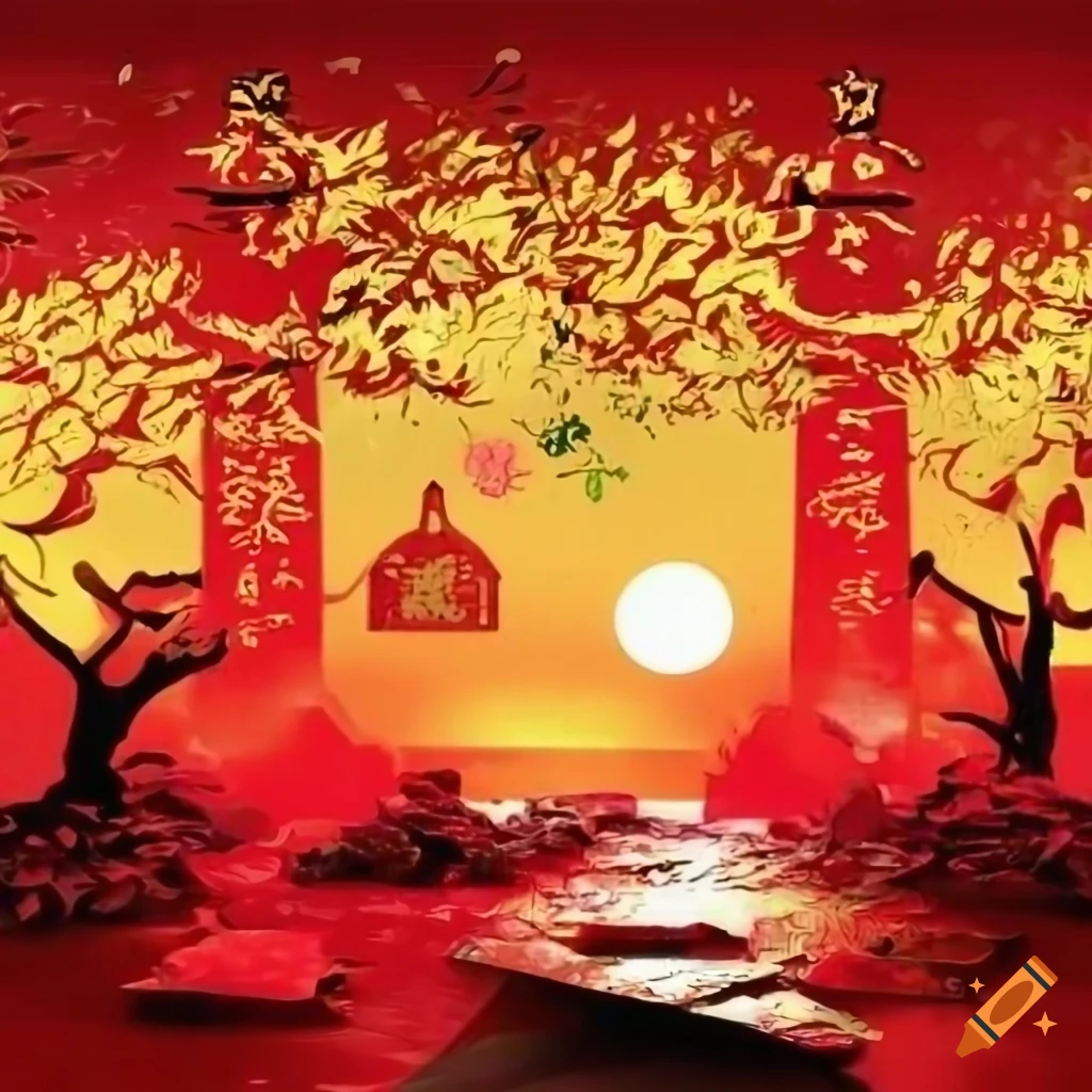 Bulletin board depicting Chinese New Year celebration