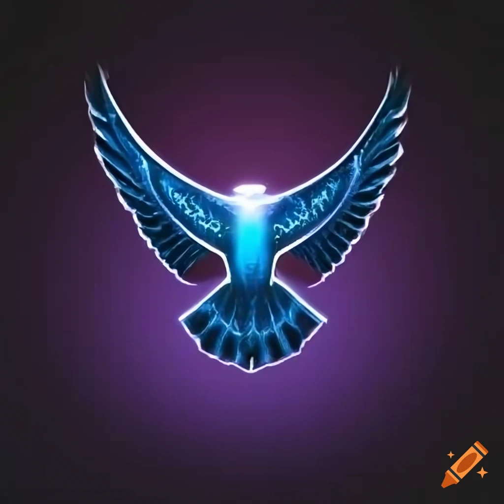 Glowing blue falcon insignia on Craiyon