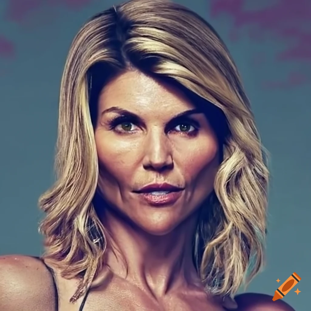 Movie poster for "the tanning place" featuring muscular actress lori loughlin on Craiyon
