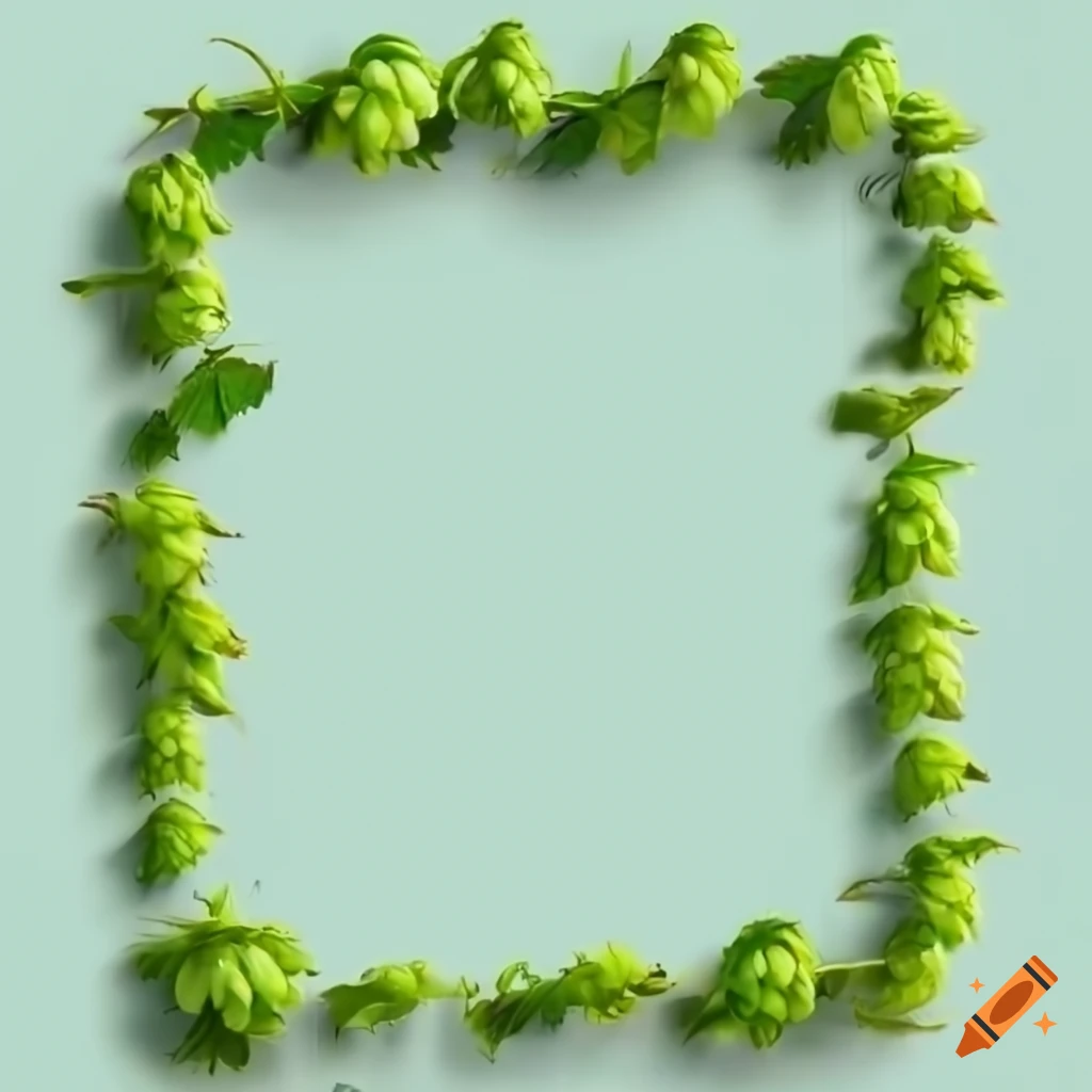 Frame made of hop vine on a light background