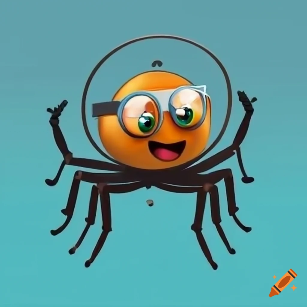 Adorable cartoon spider wearing round spectacles and a bow tie