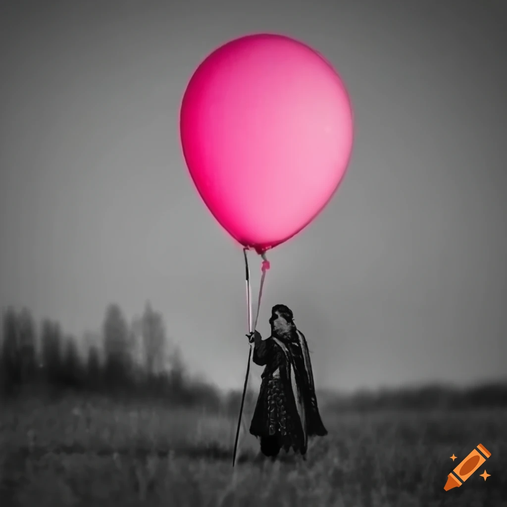 Samurai with a balloon riding a tiny pink electropony