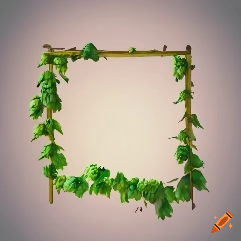 Frame made of hop vine on a light background