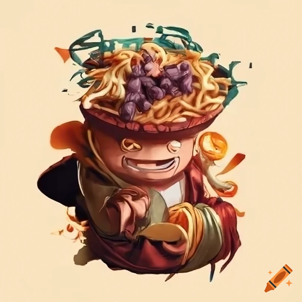 Illustration of a ramen gladiator