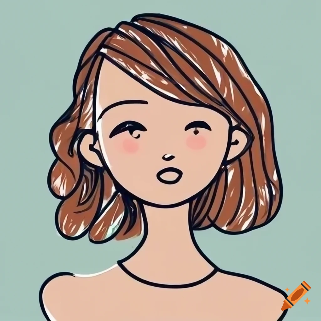 Doodle of a girl with short hair and round face