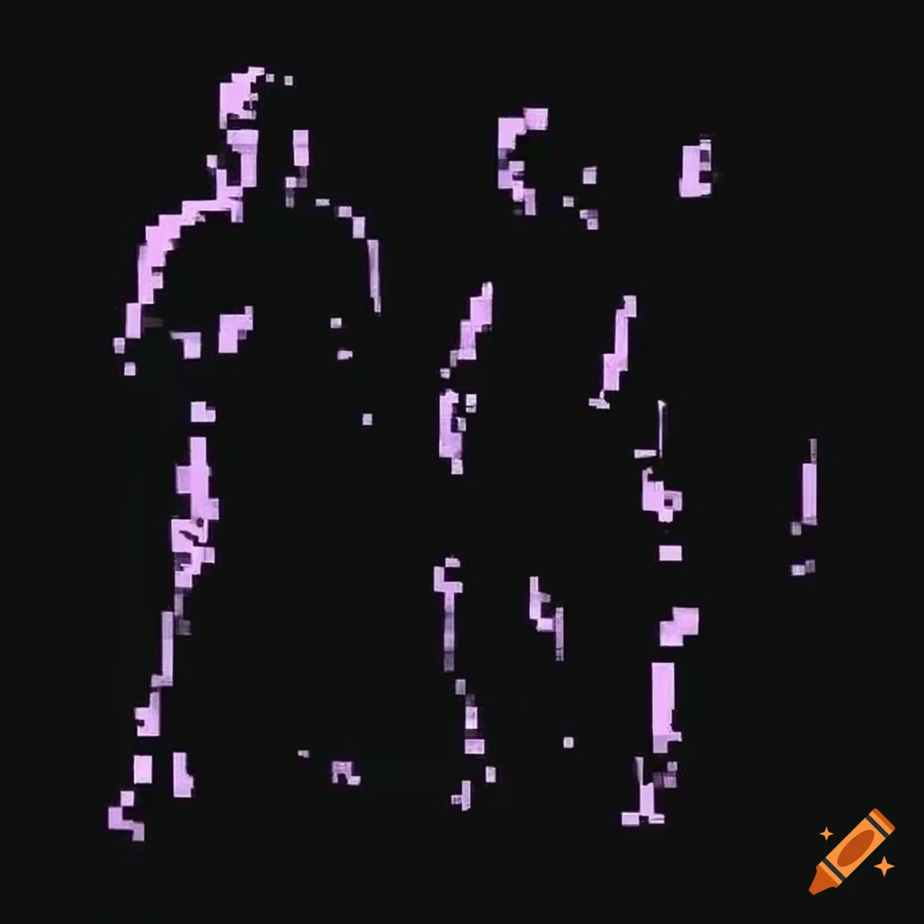 Pixelated silhouette painting of three people in punk brooklyn gangsta ...