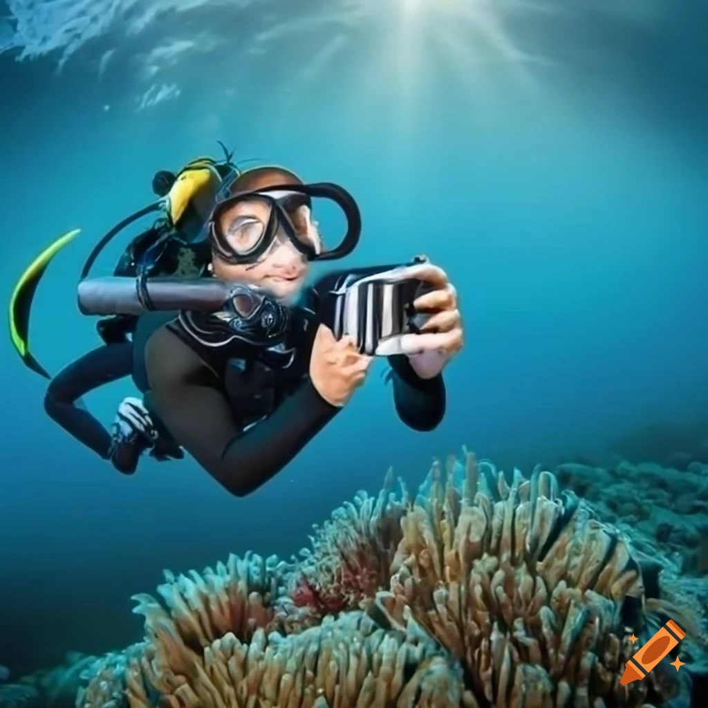 Diver taking a photo of a zander underwater