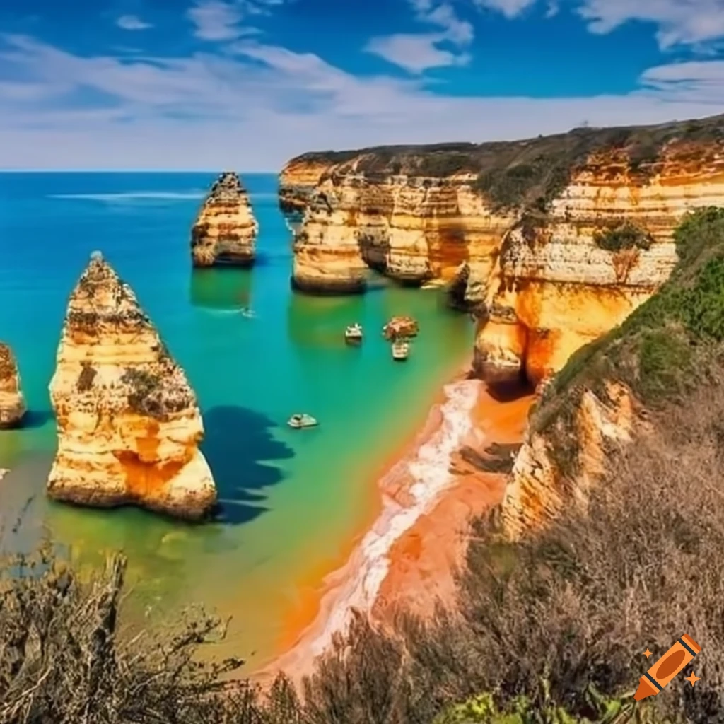 Breathtaking view of the picturesque coastline and natural surroundings of Lagos, Portugal