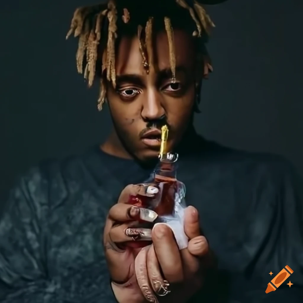 Juice wrld holding a potion on Craiyon
